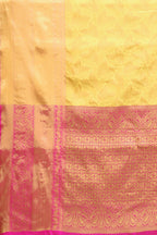 Hiral Fashion Yellow Banarasi Art Silk Floral Woven Design Saree | Grocsy