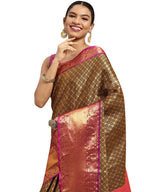 Black Pure Silk Woven Zari Design Polka Dots Saree with Unstitched Blouse - Hiral Fashion | Grocsy