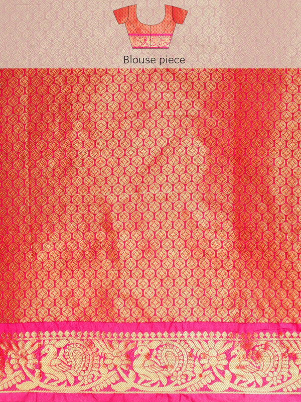 Mustard Pure Silk Woven Zari Design Polka Dots Saree with Unstitched Blouse - Hiral Fashion | Grocsy