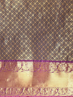 Navy Blue Pure Silk Woven Zari Design Polka Dots Saree with Unstitched Blouse - Hiral Fashion | Grocsy