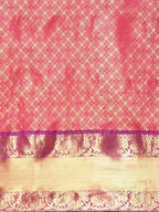 Pink Pure Silk Woven Zari Design Polka Dots Saree with Unstitched Blouse - Hiral Fashion | Grocsy