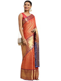 Red Pure Silk Woven Zari Design Polka Dots Saree with Unstitched Blouse - Hiral Fashion | Grocsy