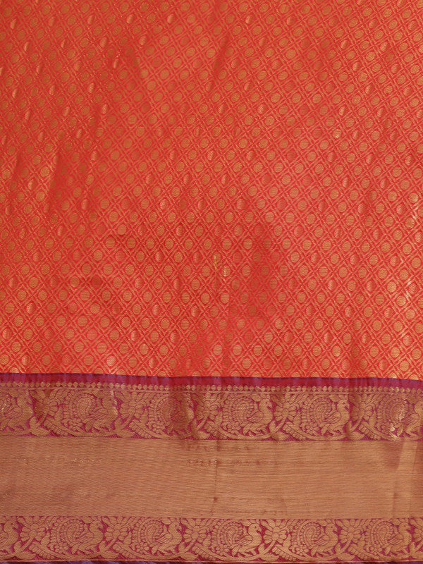 Red Pure Silk Woven Zari Design Polka Dots Saree with Unstitched Blouse - Hiral Fashion | Grocsy