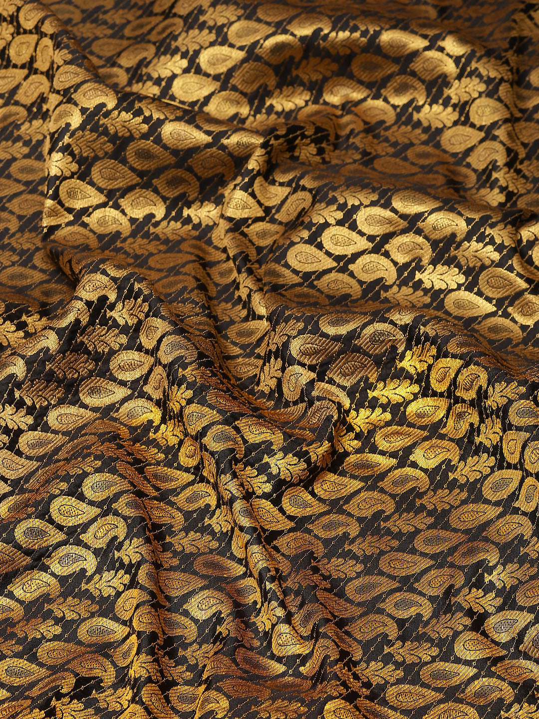 Black Brocade Woven Zari Design Paisely Saree with Unstitched Blouse - Hiral Fashion | Grocsy