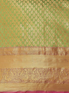 Green Brocade Woven Zari Design Paisely Saree with Unstitched Blouse - Hiral Fashion | Grocsy