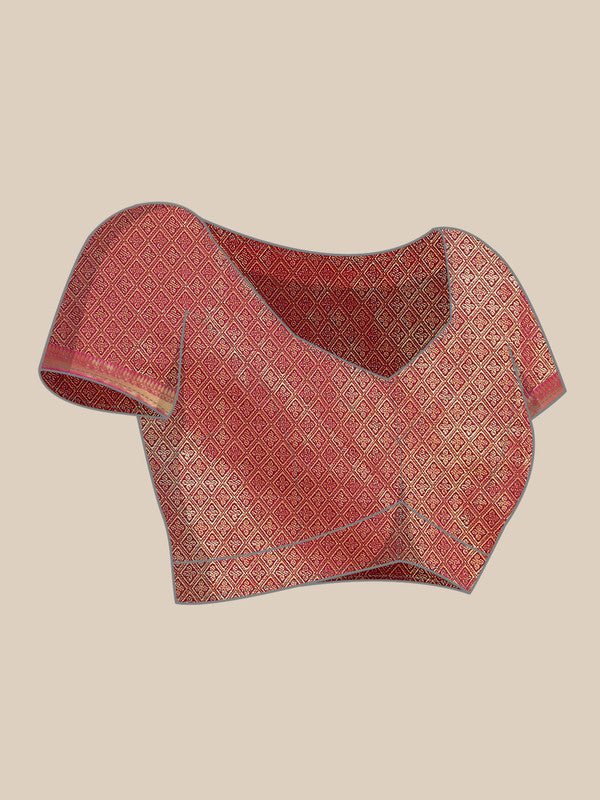 Green Brocade Woven Zari Design Paisely Saree with Unstitched Blouse - Hiral Fashion | Grocsy