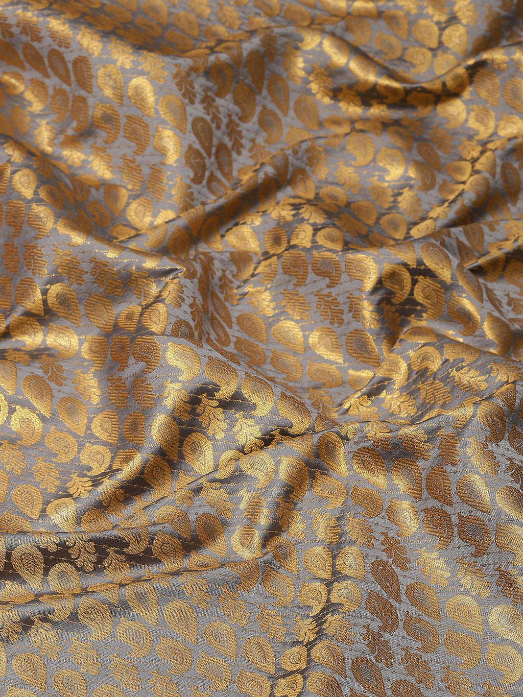 Gray Brocade Woven Zari Design Paisely Saree with Unstitched Blouse - Hiral Fashion | Grocsy