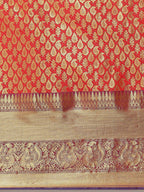 Red Brocade Woven Zari Design Paisely Saree with Unstitched Blouse - Hiral Fashion | Grocsy