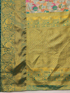 Multicolor Pure Silk Woven Zari Design Floral Saree with Unstitched Blouse - Hiral Fashion | Grocsy