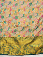 Multicolor Pure Silk Woven Zari Design Floral Saree with Unstitched Blouse - Hiral Fashion | Grocsy