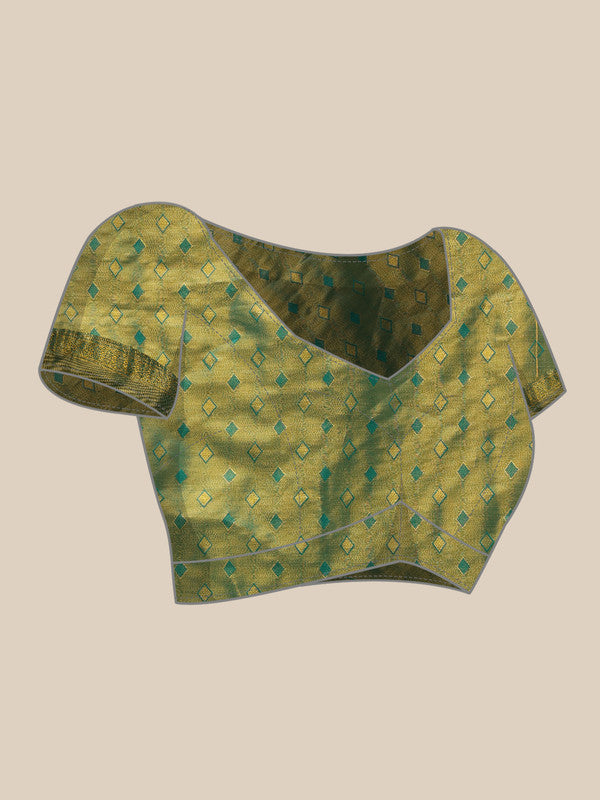 Multicolor Pure Silk Woven Zari Design Floral Saree with Unstitched Blouse - Hiral Fashion | Grocsy