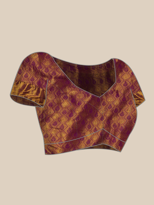 Mustard Pure Silk Woven Zari Design Floral Saree with Unstitched Blouse - Hiral Fashion | Grocsy