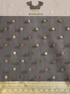 Black Pure Silk Zari Woven Polka Dots Saree with Unstitched Blouse - Hiral Fashion | Grocsy