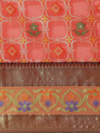 Hiral Fashion Red Ikat Art Silk Floral Woven Design Saree | Grocsy