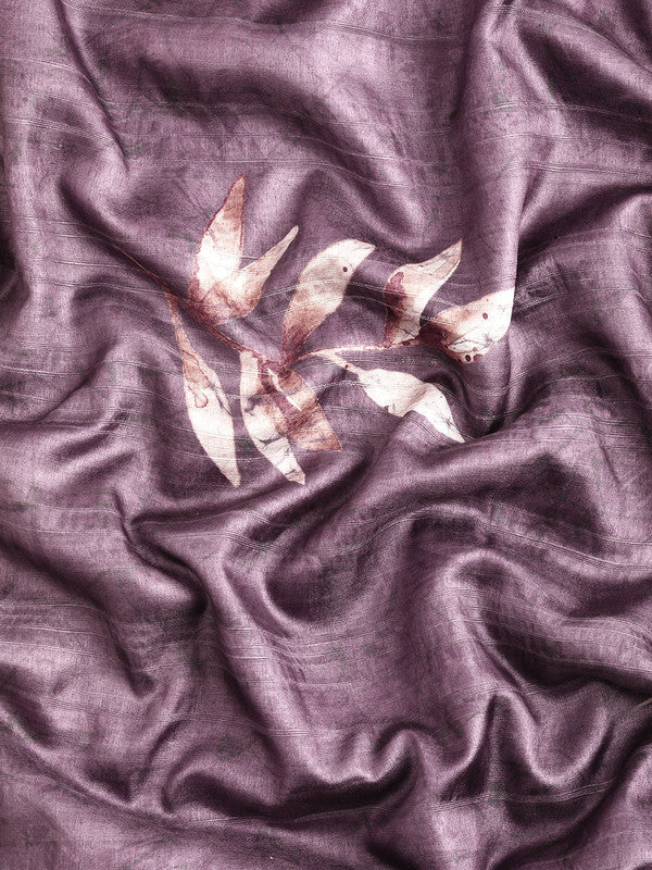 Lavender Silk Blend Digital Print Floral Saree with Unstitched Blouse - Hiral Fashion | Grocsy