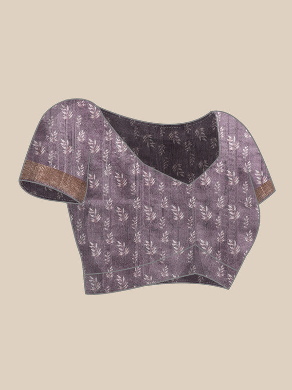 Lavender Silk Blend Digital Print Floral Saree with Unstitched Blouse - Hiral Fashion | Grocsy