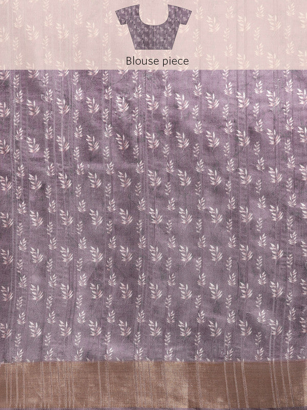 Lavender Silk Blend Digital Print Floral Saree with Unstitched Blouse - Hiral Fashion | Grocsy