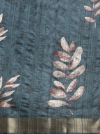 Turquoise Silk Blend Digital Print Floral Saree with Unstitched Blouse - Hiral Fashion | Grocsy