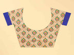 Blue Cotton Blend Printed Geomatric Saree with Unstitched Blouse - Hiral Fashion | Grocsy