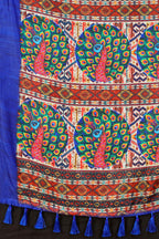 Blue Cotton Blend Printed Geomatric Saree with Unstitched Blouse - Hiral Fashion | Grocsy
