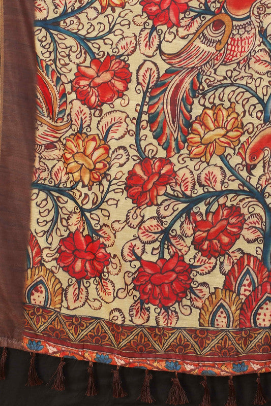 Blue Cotton Blend Printed Abstract Saree with Unstitched Blouse - Hiral Fashion | Grocsy