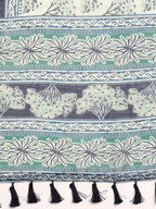 Blue Cotton Blend Printed Dabu Saree with Unstitched Blouse - Hiral Fashion | Grocsy