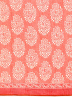 Peach Cotton Blend Printed Dabu Saree with Unstitched Blouse - Hiral Fashion | Grocsy
