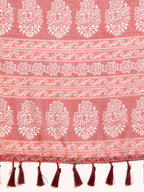 Peach Cotton Blend Printed Dabu Saree with Unstitched Blouse - Hiral Fashion | Grocsy