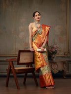 Gray Pure Silk Woven Zari Design Floral Saree with Unstitched Blouse - Hiral Fashion | Grocsy