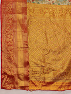 Gray Pure Silk Woven Zari Design Floral Saree with Unstitched Blouse - Hiral Fashion | Grocsy