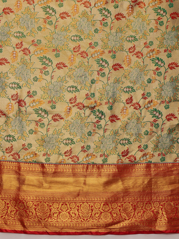 Gray Pure Silk Woven Zari Design Floral Saree with Unstitched Blouse - Hiral Fashion | Grocsy