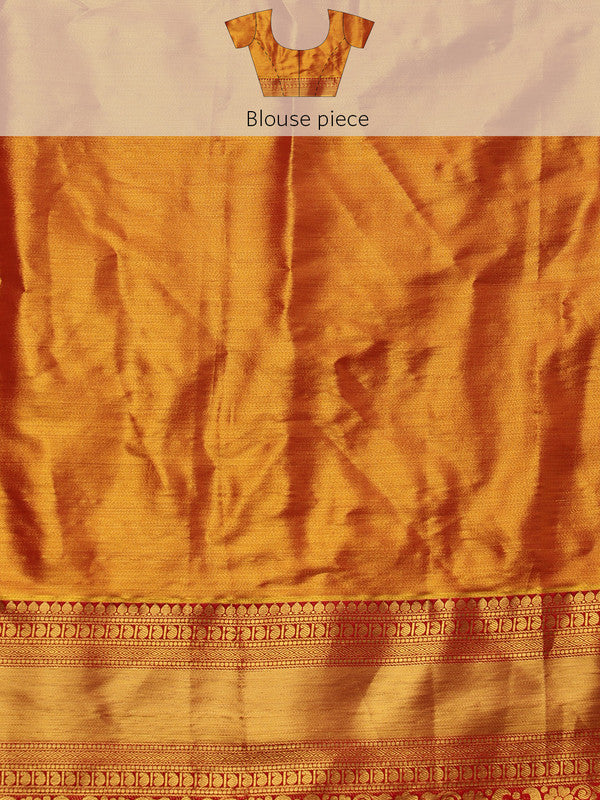 Gray Pure Silk Woven Zari Design Floral Saree with Unstitched Blouse - Hiral Fashion | Grocsy
