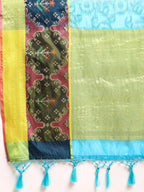 Blue Silk Blend Woven Zari Design Geomatric Saree with Unstitched Blouse - Hiral Fashion | Grocsy