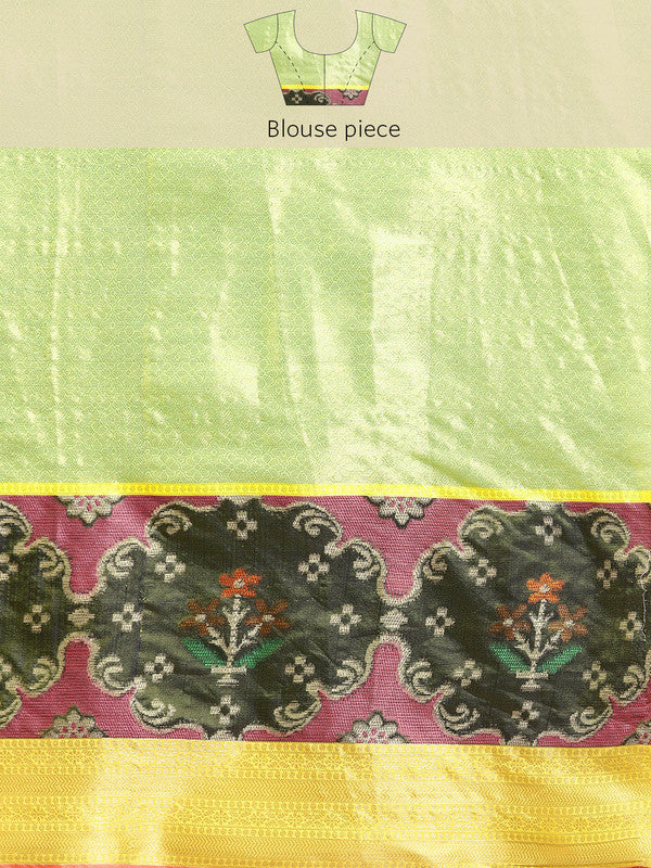 Blue Silk Blend Woven Zari Design Geomatric Saree with Unstitched Blouse - Hiral Fashion | Grocsy