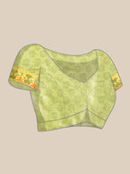 Green Silk Blend Woven Zari Design Striped Saree with Unstitched Blouse - Hiral Fashion | Grocsy