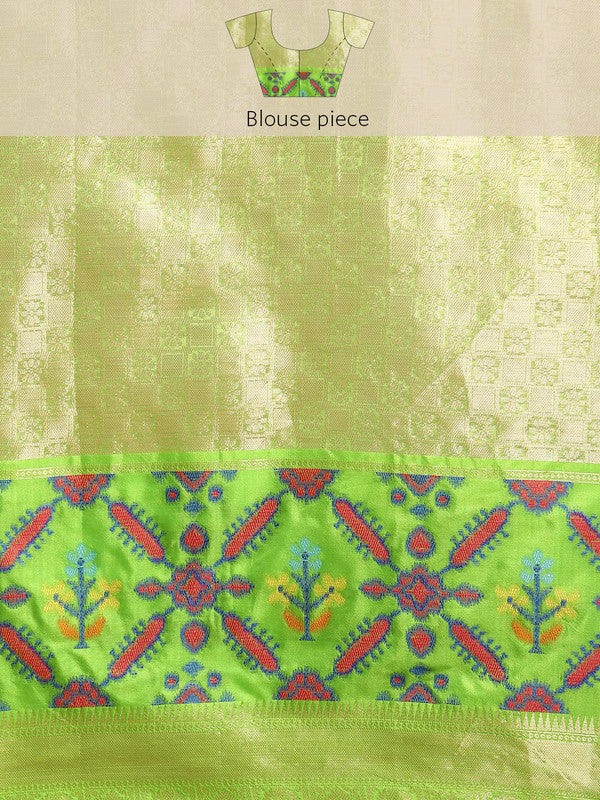 Gray Silk Blend Woven Zari Design Geomatric Saree with Unstitched Blouse - Hiral Fashion | Grocsy