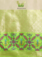 Gray Silk Blend Woven Zari Design Geomatric Saree with Unstitched Blouse - Hiral Fashion | Grocsy