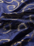 Navy Blue Silk Blend Woven Zari Design Floral Saree with Unstitched Blouse - Hiral Fashion | Grocsy