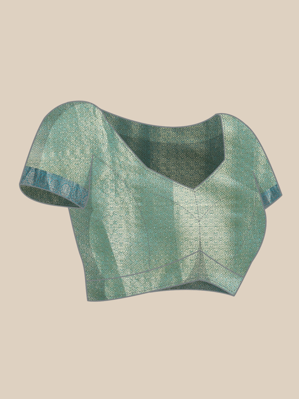 Green Silk Blend Woven Zari Design Geomatric Saree with Unstitched Blouse - Hiral Fashion | Grocsy