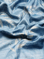 Blue Silk Blend Digital Print Floral Saree with Unstitched Blouse - Hiral Fashion | Grocsy