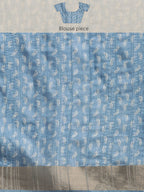 Blue Silk Blend Digital Print Floral Saree with Unstitched Blouse - Hiral Fashion | Grocsy