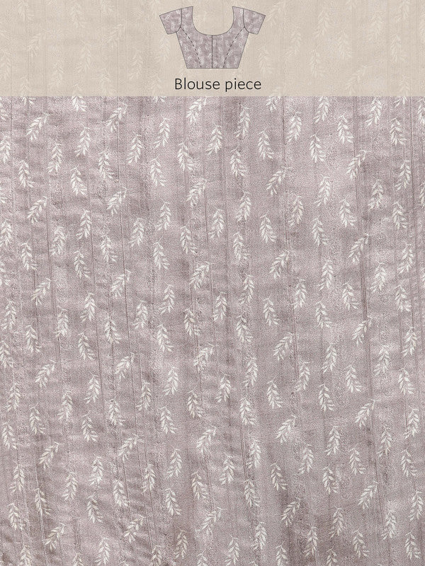 Brown Silk Blend Digital Print Floral Saree with Unstitched Blouse - Hiral Fashion | Grocsy