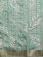 Green Silk Blend Digital Print Floral Saree with Unstitched Blouse - Hiral Fashion | Grocsy