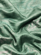 Green Silk Blend Digital Print Floral Saree with Unstitched Blouse - Hiral Fashion | Grocsy
