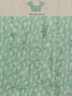 Green Silk Blend Digital Print Floral Saree with Unstitched Blouse - Hiral Fashion | Grocsy