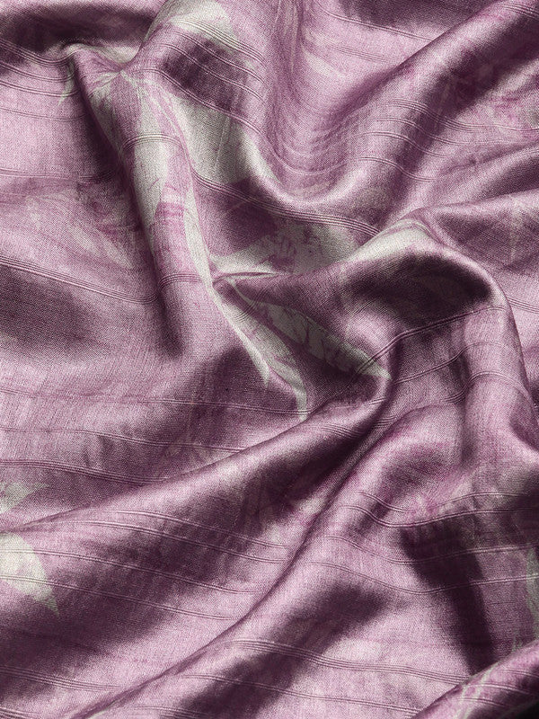 Lavender Silk Blend Digital Print Floral Saree with Unstitched Blouse - Hiral Fashion | Grocsy