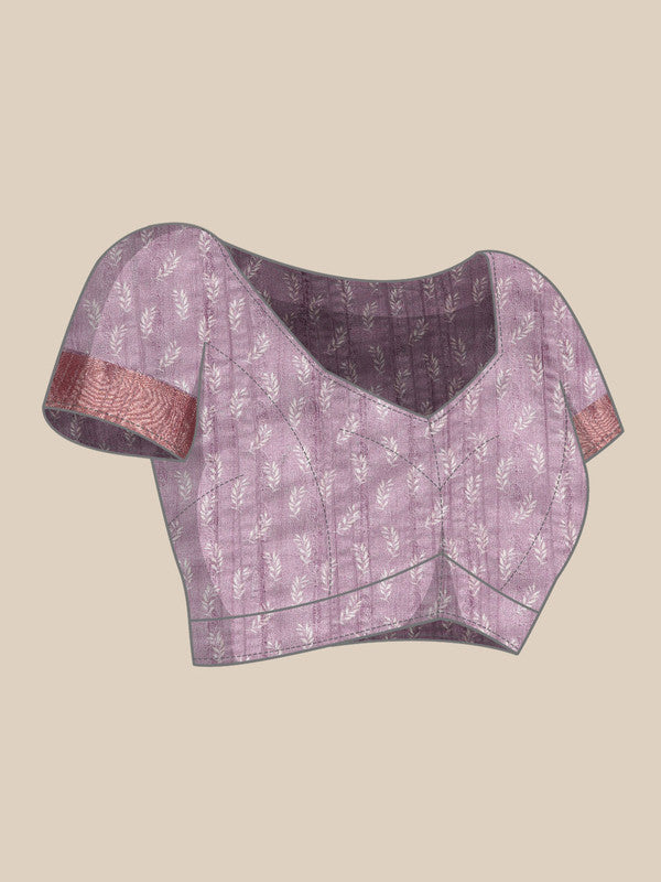 Lavender Silk Blend Digital Print Floral Saree with Unstitched Blouse - Hiral Fashion | Grocsy