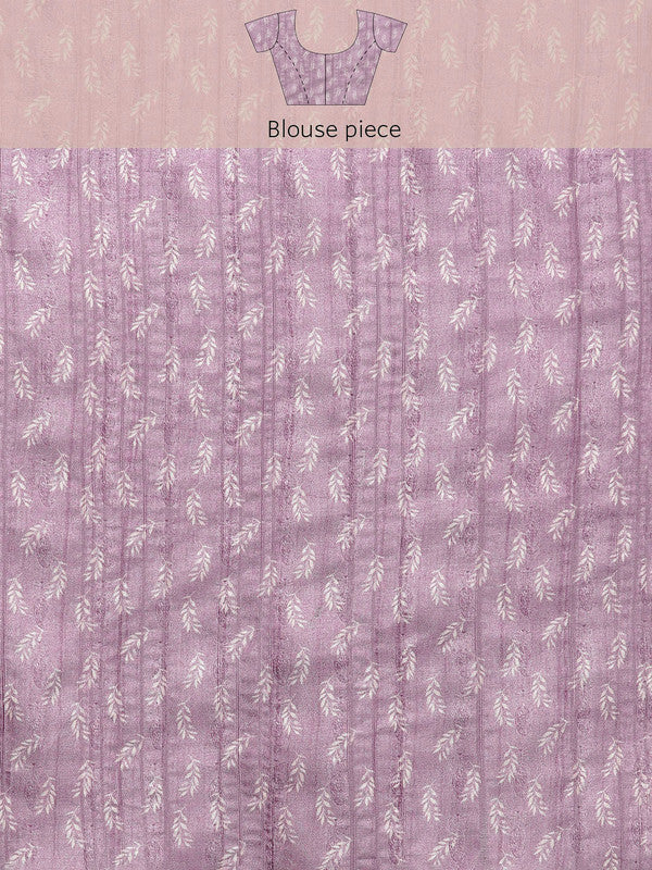 Lavender Silk Blend Digital Print Floral Saree with Unstitched Blouse - Hiral Fashion | Grocsy