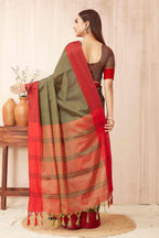 Hiral Fashion Olive Banarasi Soft Silk Solid Saree | Grocsy