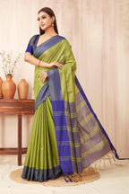 Hiral Fashion Green Banarasi Soft Silk Solid Saree | Grocsy